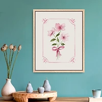 Pink Roses and Bow Framed Canvas Art Print