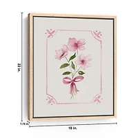 Pink Roses and Bow Framed Canvas Art Print