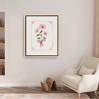 Pink Roses and Bow Framed Canvas Art Print, 26x32