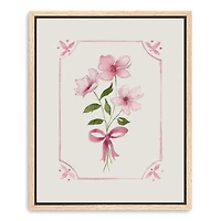 Pink Roses and Bow Framed Canvas Art Print, 26x32