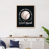 Hardwork and Baseball Framed Canvas Art Print
