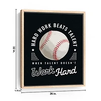Hardwork and Baseball Framed Canvas Art Print