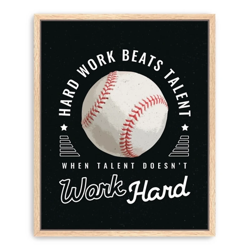 Hardwork and Baseball Framed Canvas Art Print
