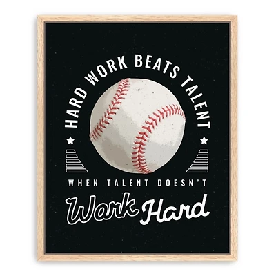 Hardwork and Baseball Framed Canvas Art Print