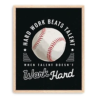 Hardwork and Baseball Framed Canvas Art Print
