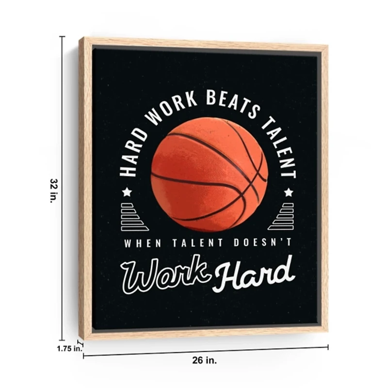 Hardwork and Basketball Framed Canvas Art Print
