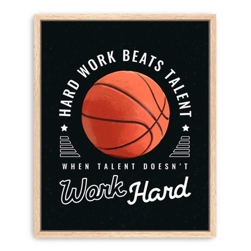 Hardwork and Basketball Framed Canvas Art Print