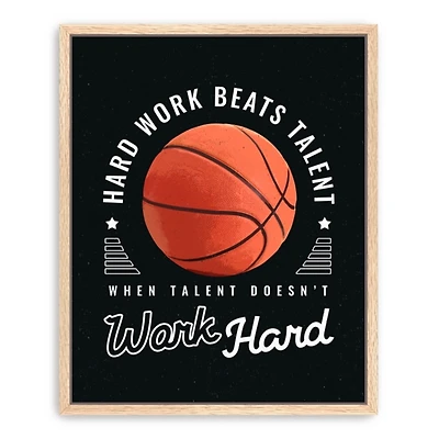 Hardwork and Basketball Framed Canvas Art Print
