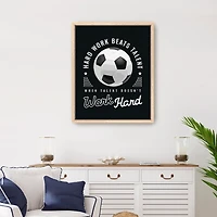 Hardwork and Soccer Framed Canvas Art Print