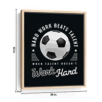 Hardwork and Soccer Framed Canvas Art Print