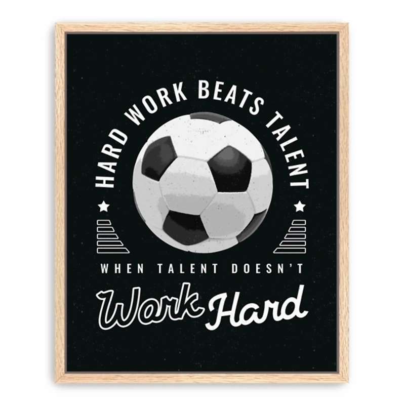 Hardwork and Soccer Framed Canvas Art Print