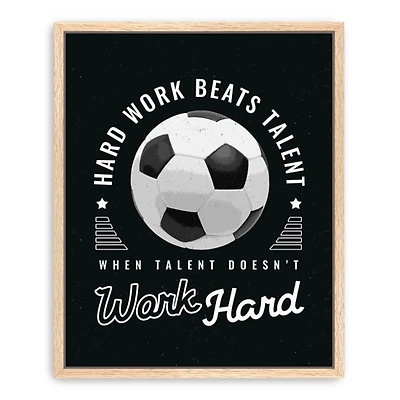 Hardwork and Soccer Framed Canvas Art Print