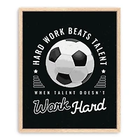 Hardwork and Soccer Framed Canvas Art Print