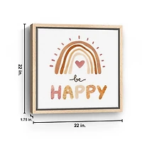 Be Happy Rainbow Framed Canvas Art Print