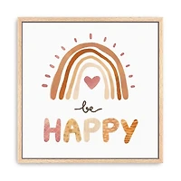 Be Happy Rainbow Framed Canvas Art Print