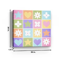 Pops of Flowers and Hearts Canvas Art Print