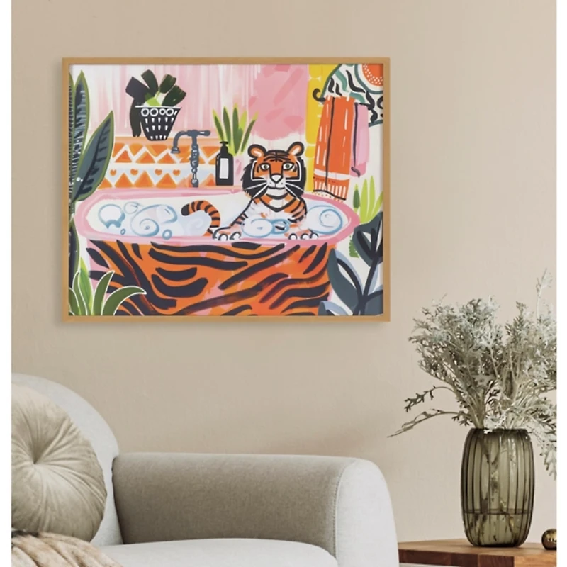 Tiger in a Bubble Bath Framed Art Print, 16x20