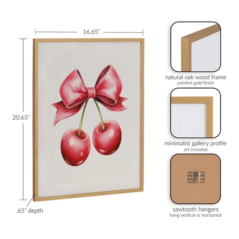 Pink Bow and Cherries Framed Art Print, 16x20