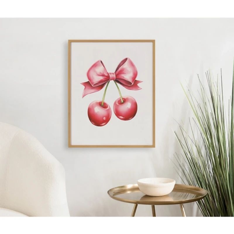 Pink Bow and Cherries Framed Art Print, 16x20
