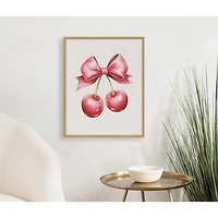 Pink Bow and Cherries Framed Art Print, 16x20