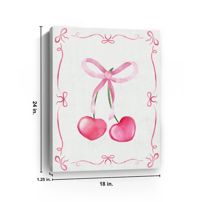 Pink Cherries and Bows Canvas Art Print
