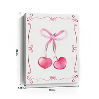 Pink Cherries and Bows Canvas Art Print