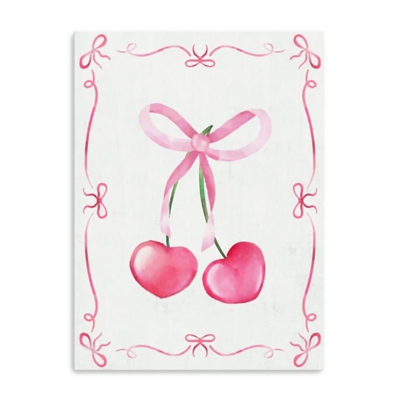 Pink Cherries and Bows Canvas Art Print