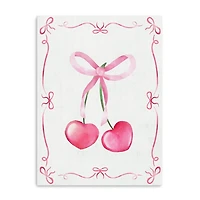 Pink Cherries and Bows Canvas Art Print