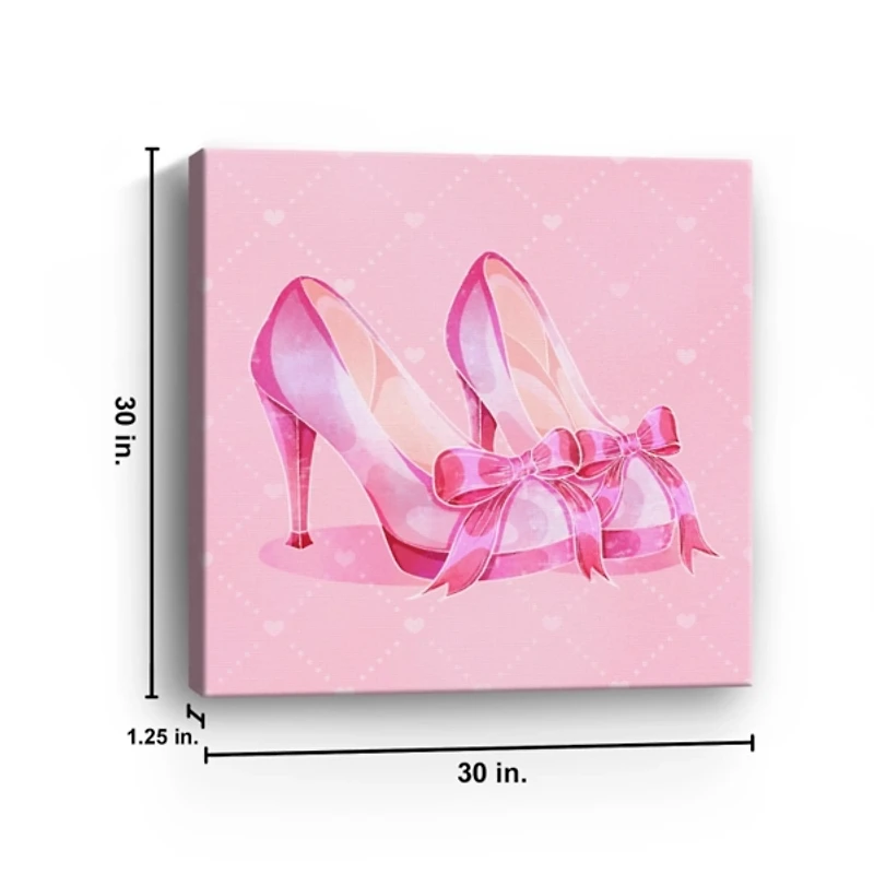 Pink Bow Heels Kids Canvas Art Print