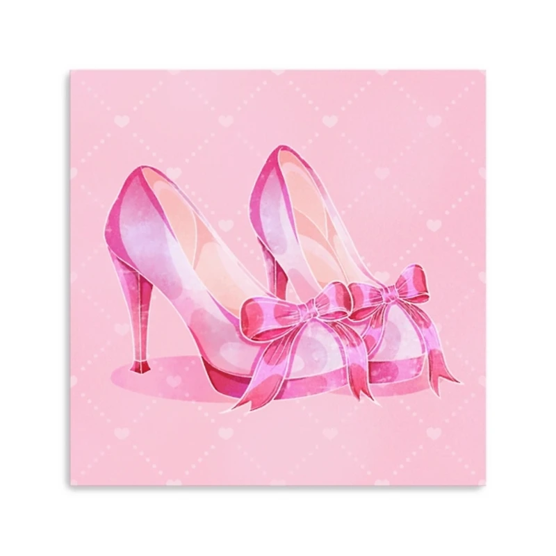 Pink Bow Heels Kids Canvas Art Print