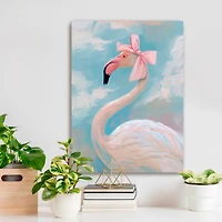 Flamingo Wearing a Bow Canvas Art Print
