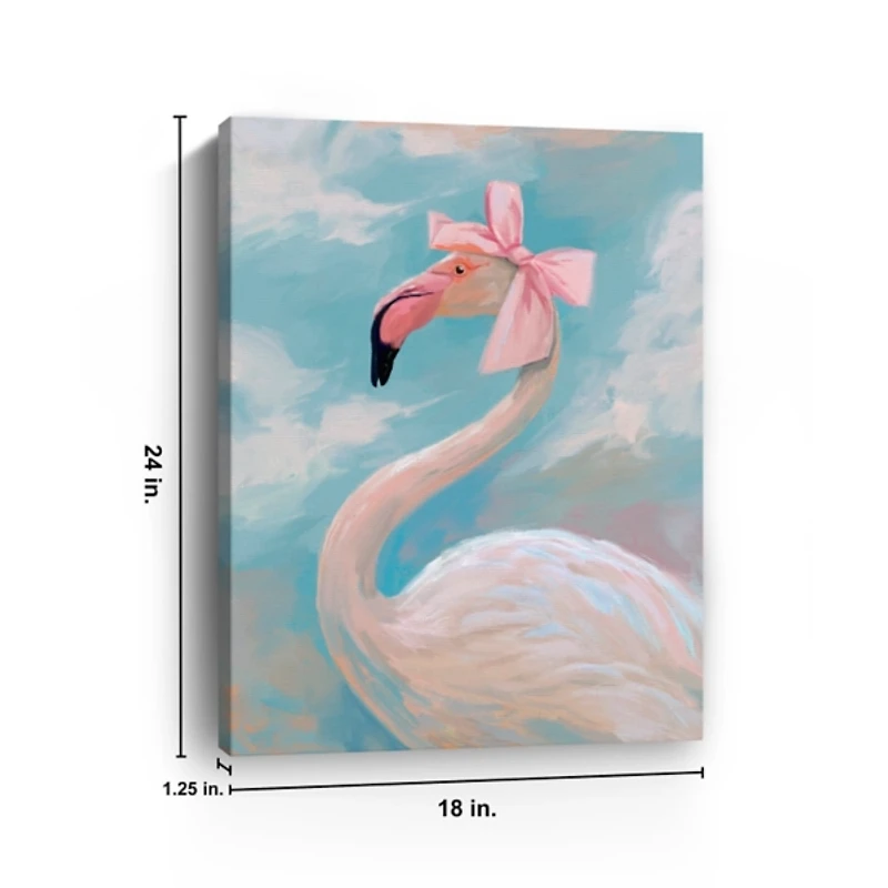 Flamingo Wearing a Bow Canvas Art Print