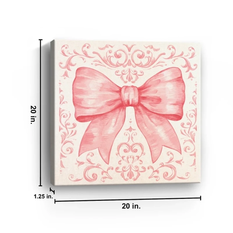 Lovely Pink Bow Canvas Art Print, 20x20