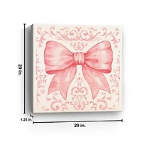 Lovely Pink Bow Canvas Art Print, 20x20