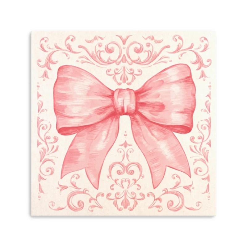 Lovely Pink Bow Canvas Art Print, 20x20