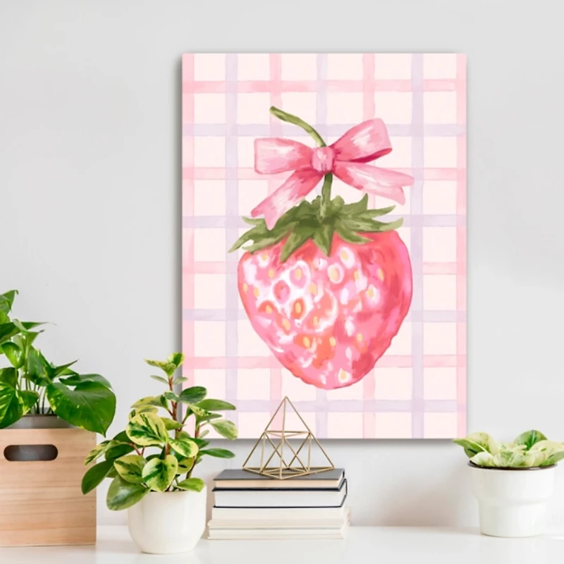 Strawberry with a Bow Canvas Art Print, 18x24