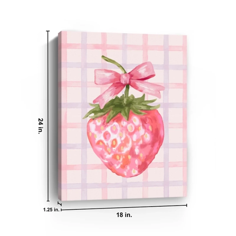 Strawberry with a Bow Canvas Art Print, 18x24