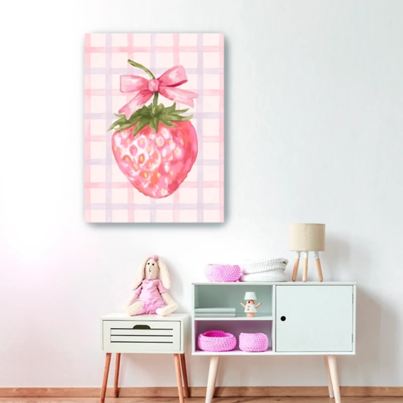 Strawberry with a Bow Canvas Art Print, 24x32