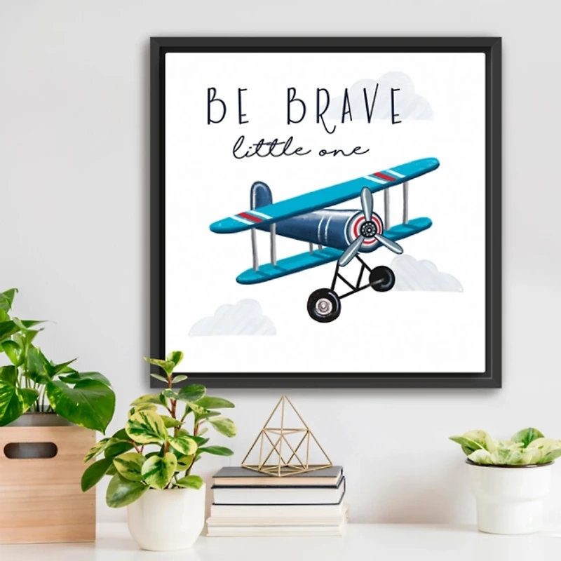 Be Brave Airplane Framed Canvas Art Print