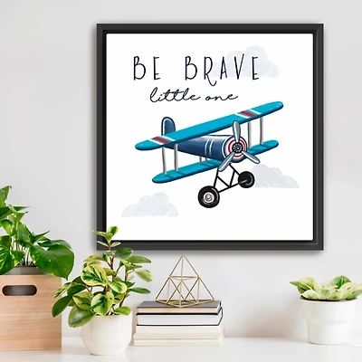 Be Brave Airplane Framed Canvas Art Print