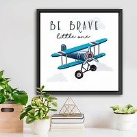 Be Brave Airplane Framed Canvas Art Print
