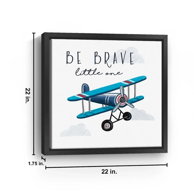 Be Brave Airplane Framed Canvas Art Print