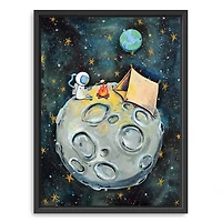 Camping Astronaut Framed Canvas Art Print