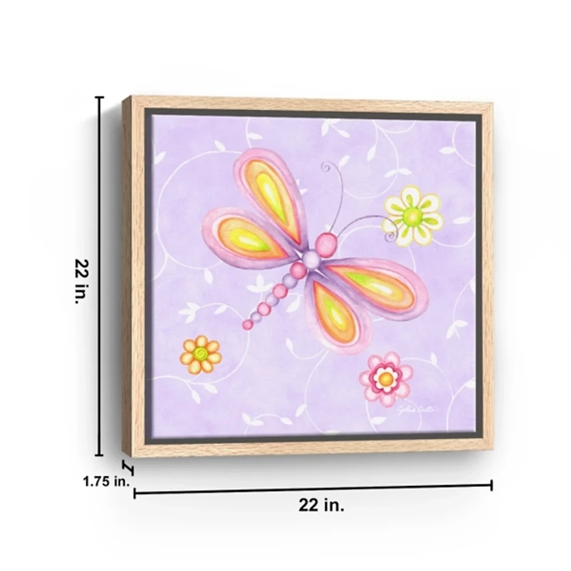 Whimsical Dragonfly Framed Canvas Art Print