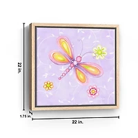 Whimsical Dragonfly Framed Canvas Art Print