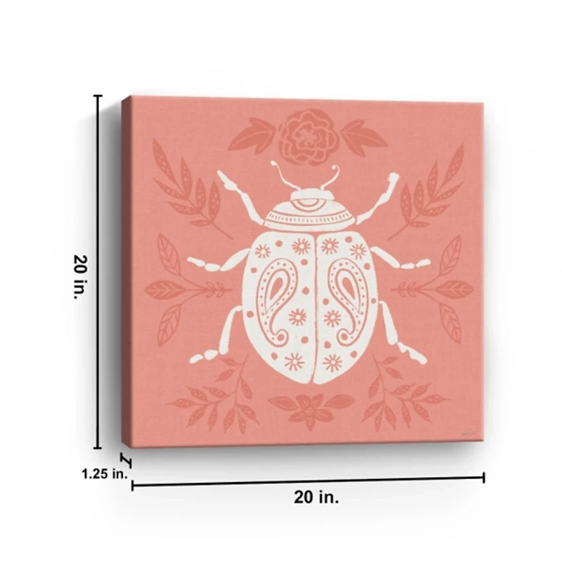 Pink Botanical Beetle Canvas Art Print