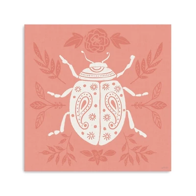 Pink Botanical Beetle Canvas Art Print