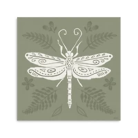 Green Botanical Dragonfly Canvas Art Print