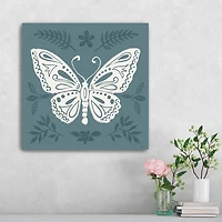 Blue Botanical Butterfly Canvas Art Print