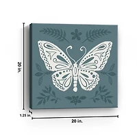 Blue Botanical Butterfly Canvas Art Print